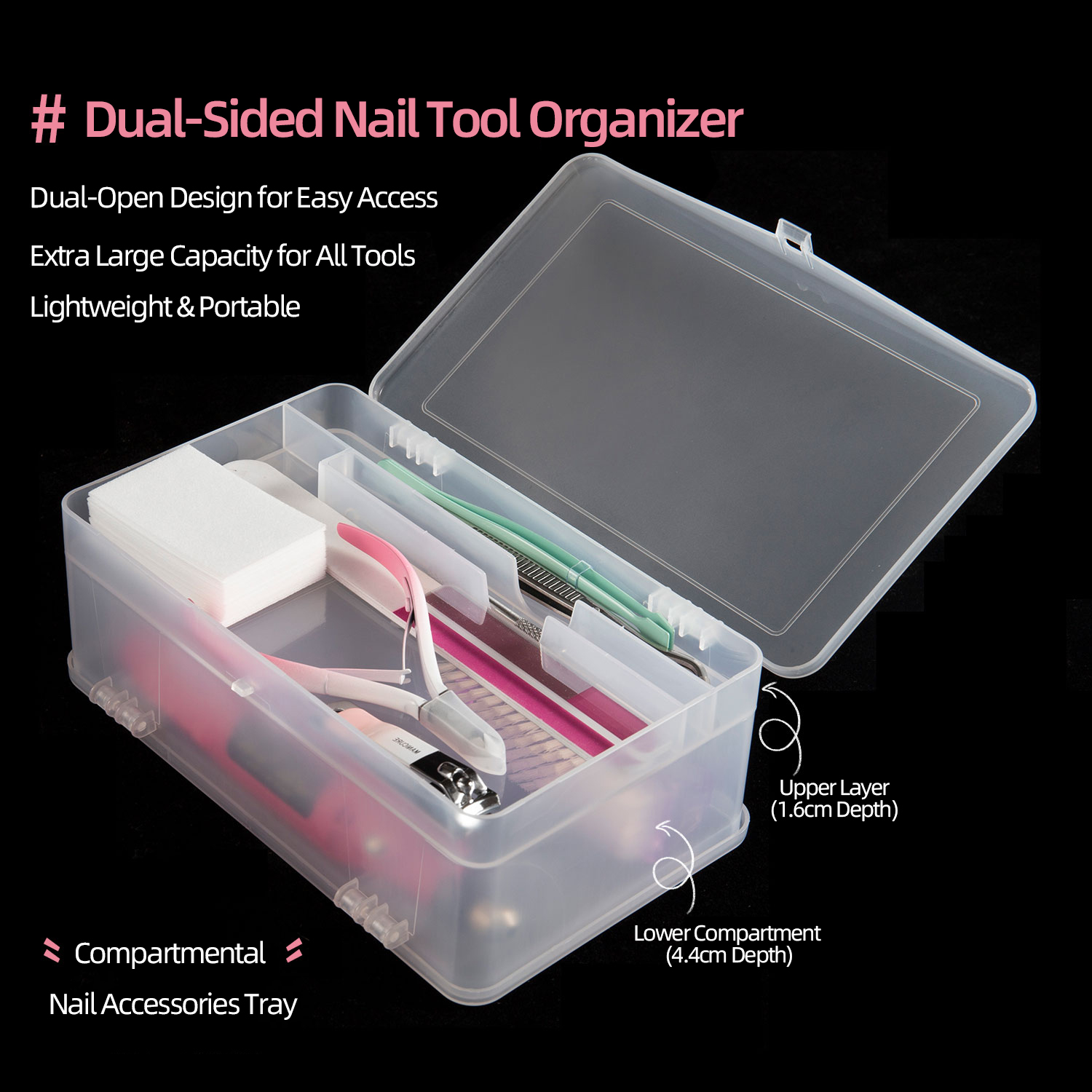 듀얼 오픈 2단 대용량 PP 네일 도구 젤 폴리쉬 빈  - Power Tools Storage 리뷰 및 가격