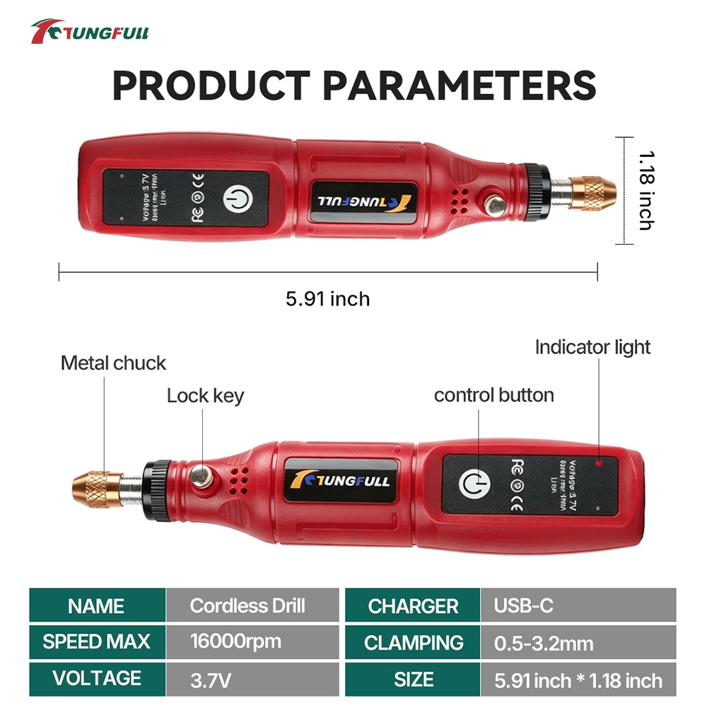 TUNGFULL 3.7V 무선 로터리 도구 USB 충전 - Power Tools Icon 리뷰 및 가격
