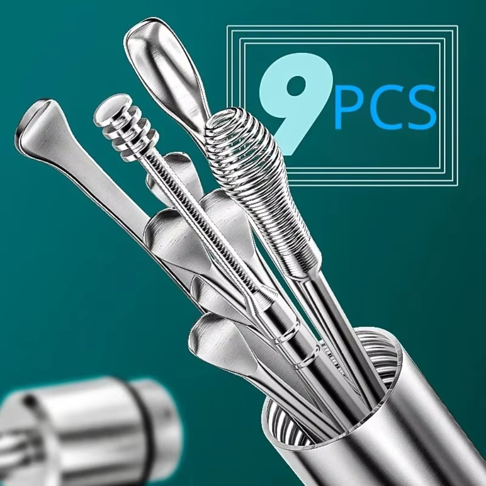 9개/세트 신제품 귀지 제거 도구 세트 큐렛 스푼 휴대 - Power Tools For Sale 리뷰 및 가격