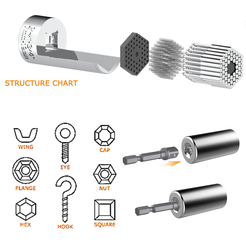 유니버설 소켓 렌치 헤드 세트 슬리브 가젯 7-19mm - Power Tools For Sale 리뷰 및 가격