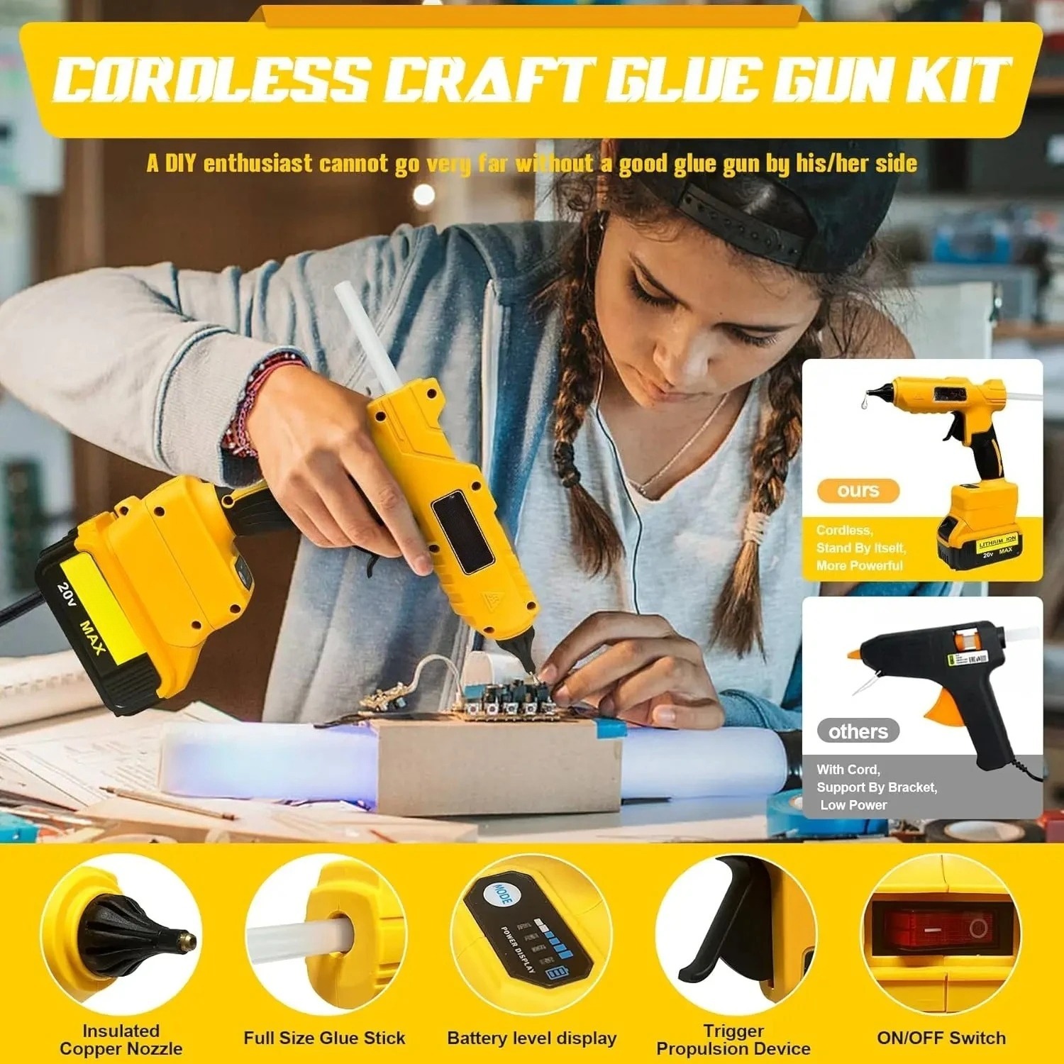 VESMATITY 전기 글루건 DIY 수리 도구 핫멜트 - Power Tools Battery Repair 리뷰 및 가격