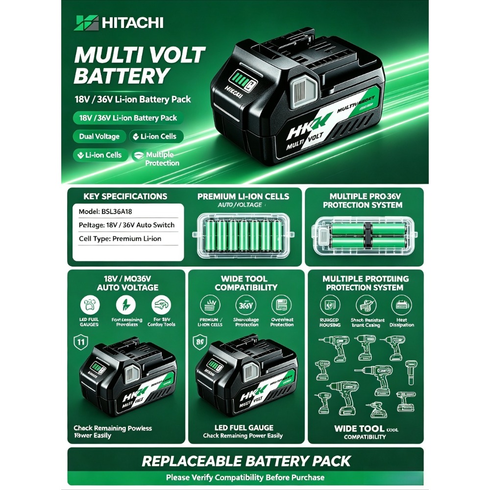 18V-36V 멀티볼트 전동 공구용 6000mAh 충전 - Power Tools Hikoki 리뷰 및 가격
